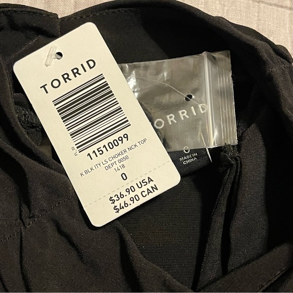 Torrid Black Studio Knit Choker Neck Top Size 0 Large 12 - Picture 4 of 14